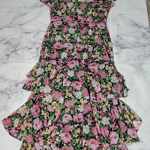 Wayf Chelsea Tiered Pink Floral Ruffle Maxi Dress - Picture 8 of 8